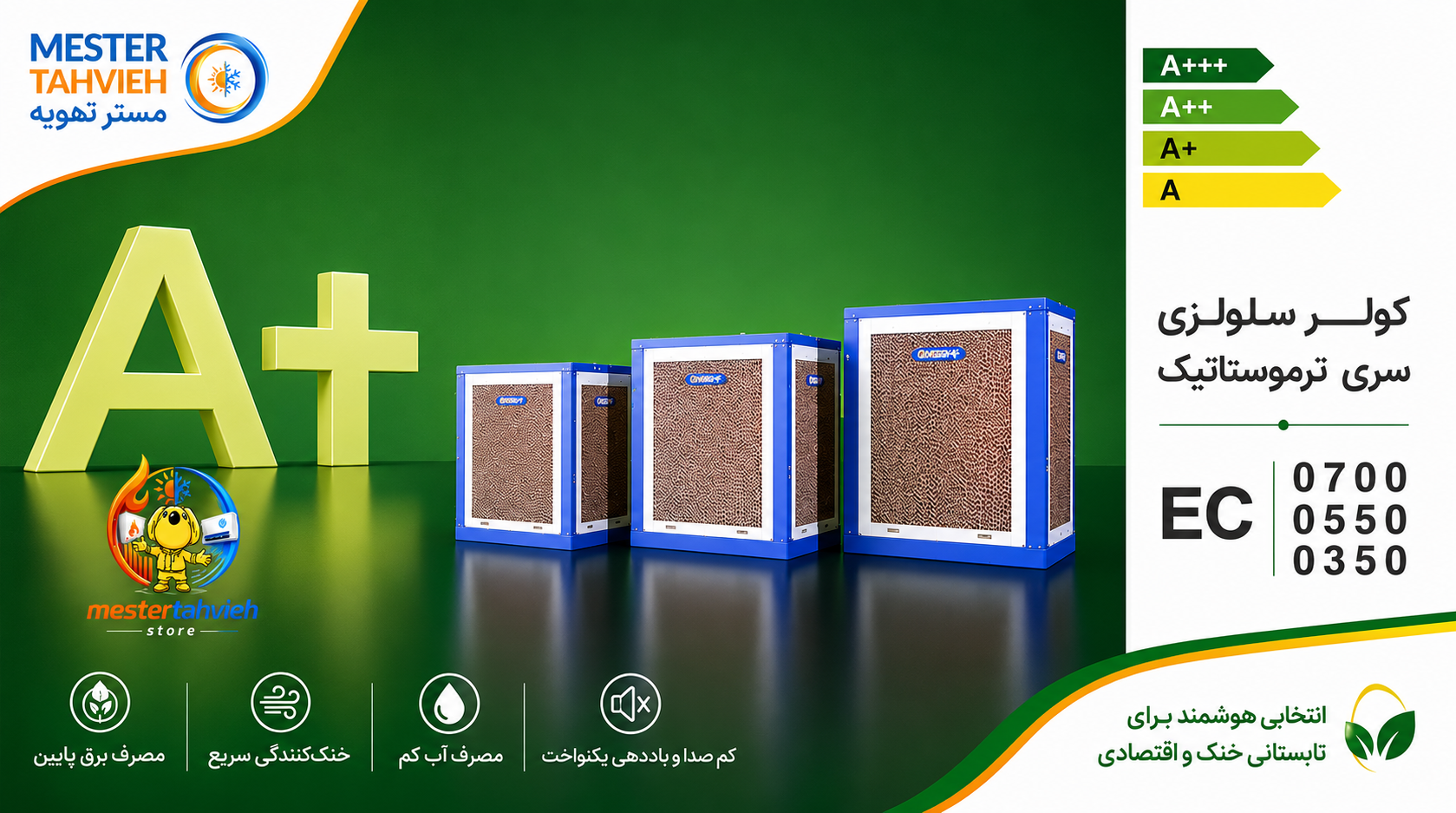 کولر سلولزی کم مصرف ترموستاتیک
