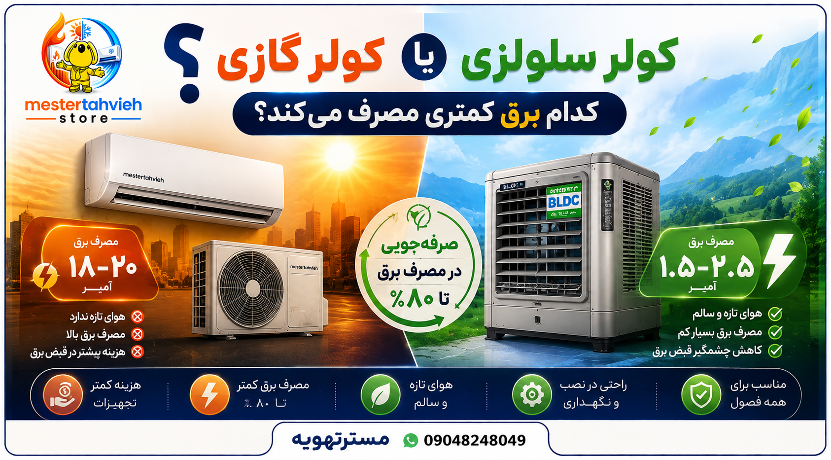 کولر گازی یا کولر سلولزی؟ کدام برق کمتری مصرف می‌کند؟